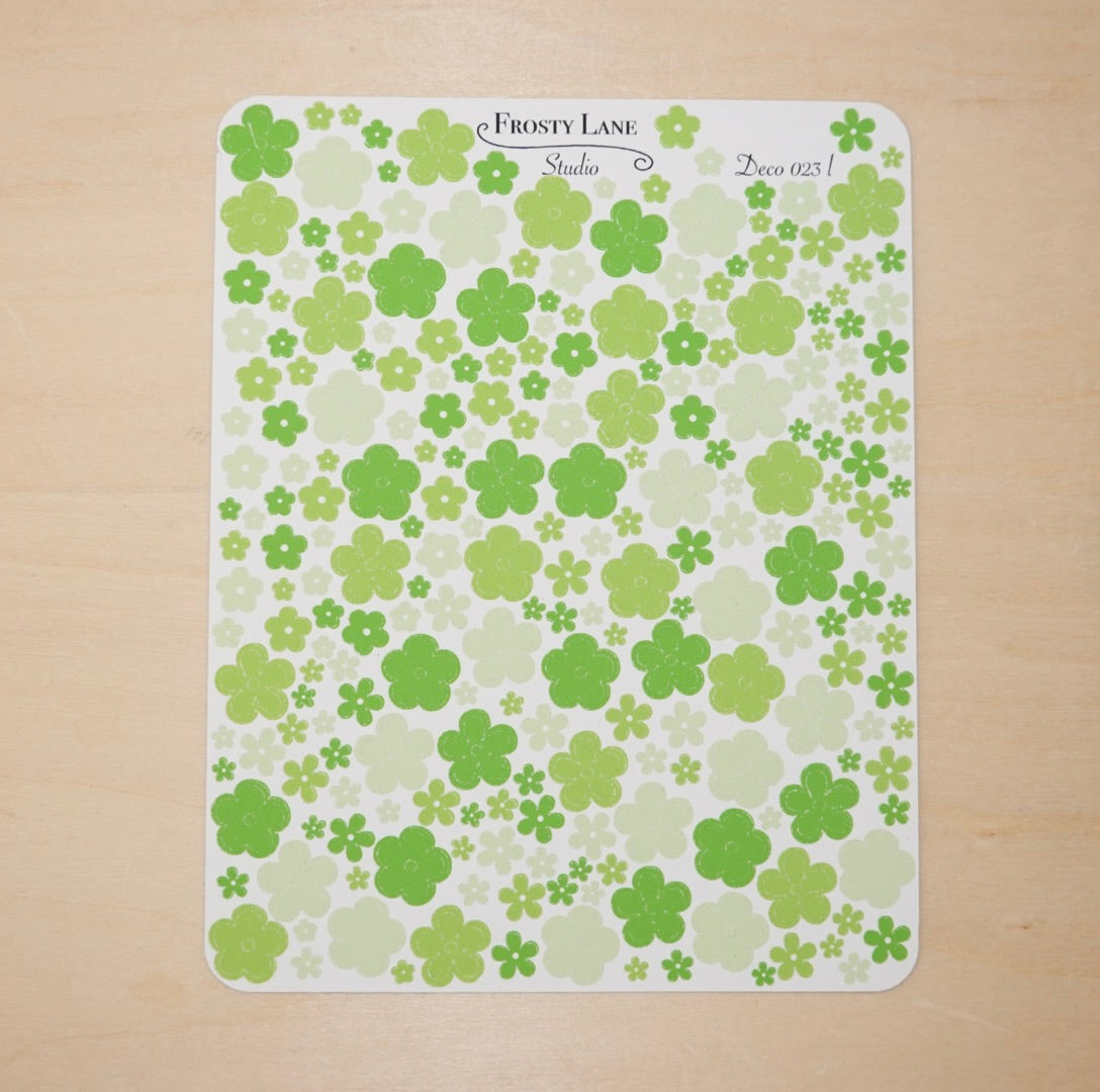 Deco023.l. Lime Green Mini Flower Sticker Sheet