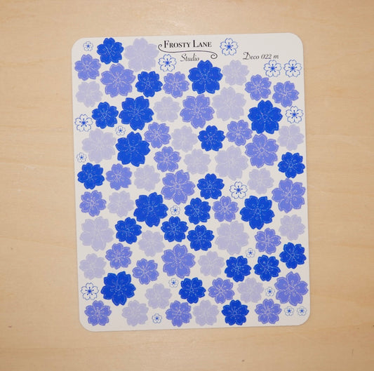 Deco022.m. Royal blue Sakura Outline Sticker Sheet