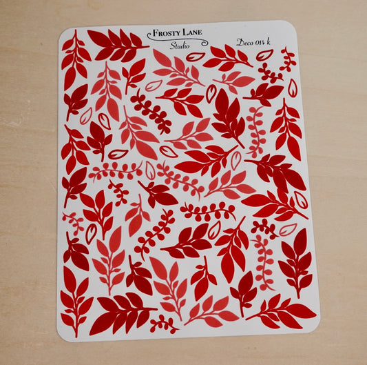 Deco014.k. Red Foliage Sticker Sheet
