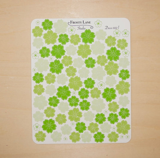 Deco022.l. Lime Green Sakura Outline Sticker Sheet