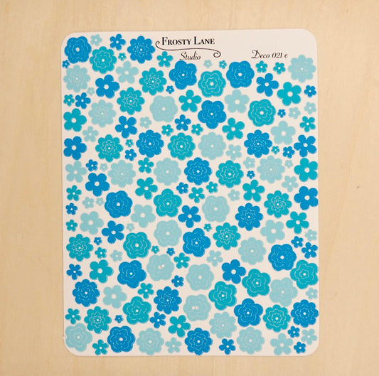 Deco021.e. Blue Flower Outline Sticker Sheet