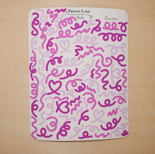 Deco011.n. Fuchsia Confetti Outline Sticker Sheet