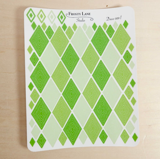 Deco019.l. Lime Diamond Outline Sticker Sheet