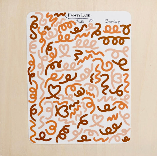 Deco011.g. Brown Confetti Outline Sticker Sheet