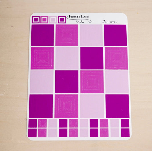 Deco009.n. Fuchsia Square Outline Sticker Sheet