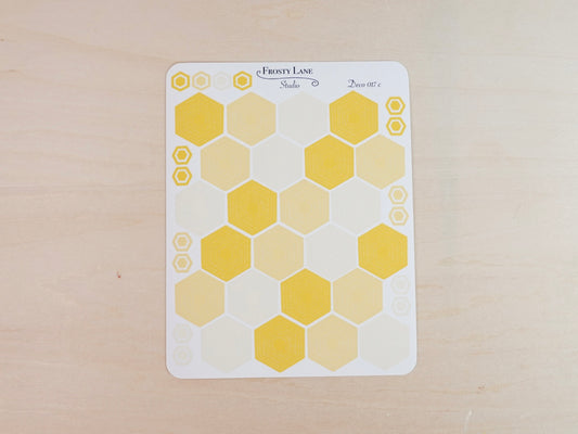 Deco017.c. Yellow Hexagon Outline Sticker Sheet