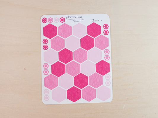 Deco017.a. Pink Hexagon Outline Sticker Sheet