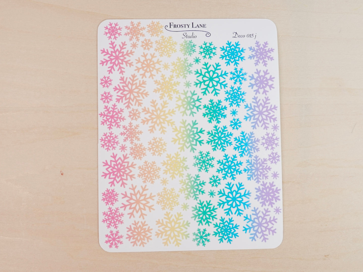 Deco015.j. Rainbow Snowflake Sticker Sheet
