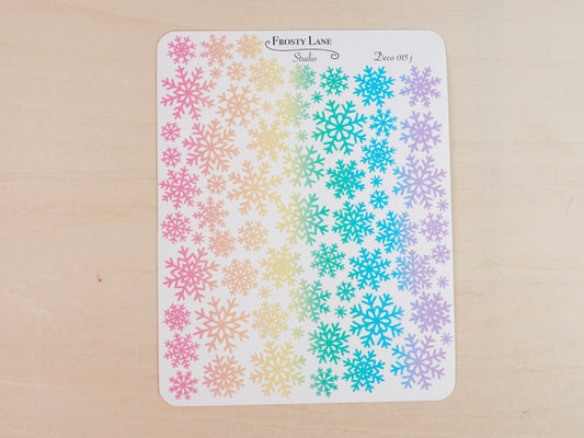 Deco015.j. Rainbow Snowflake Sticker Sheet