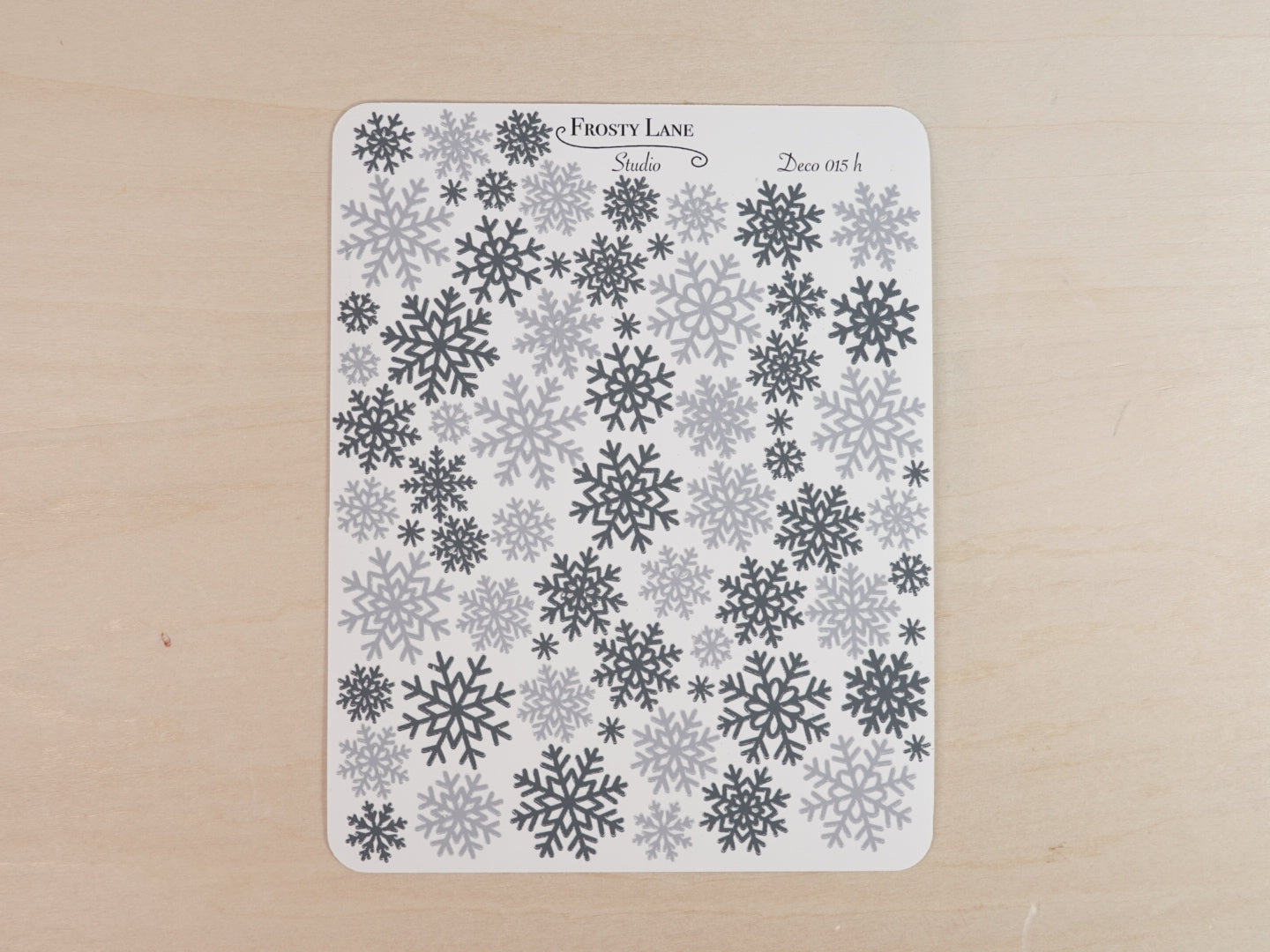Deco015.h. Black and Grey Snowflake Sticker Sheet