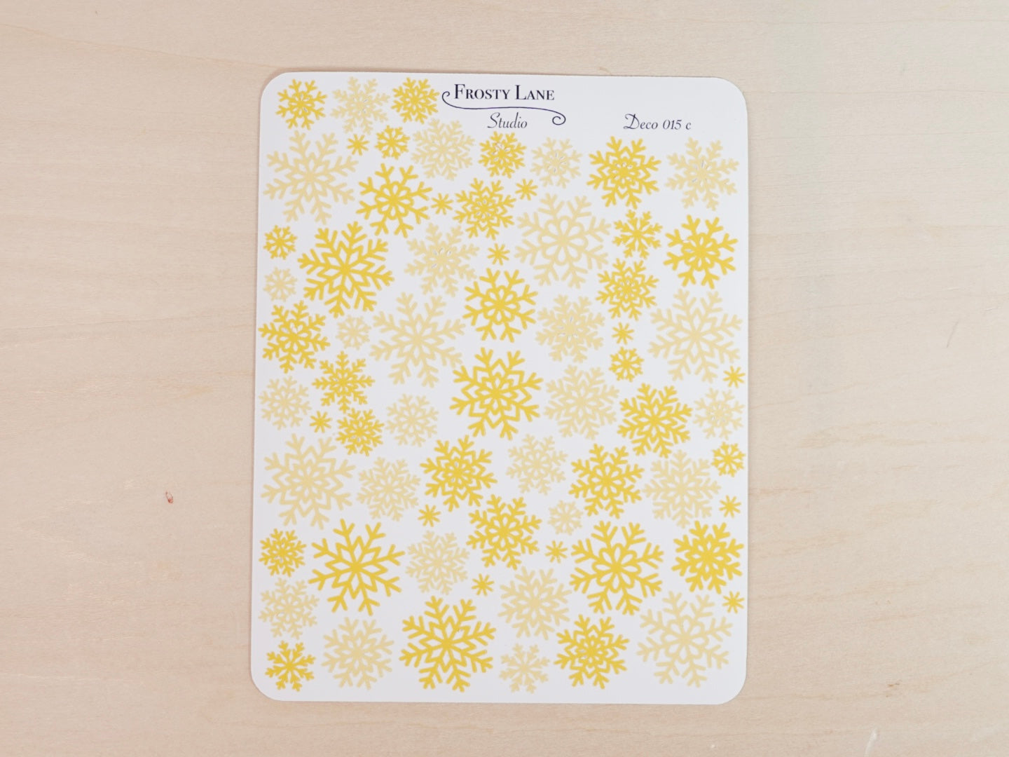 Deco015.c. Yellow Snowflake Sticker Sheet