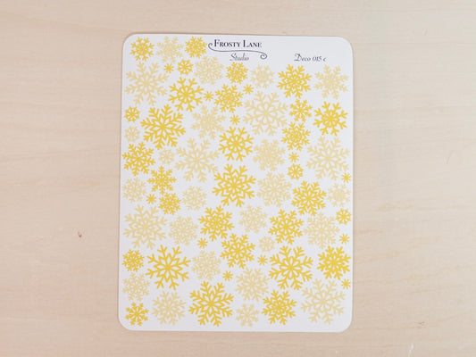Deco015.c. Yellow Snowflake Sticker Sheet