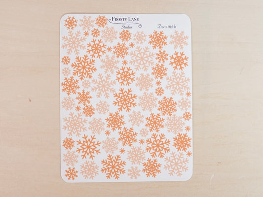 Deco015.b. Orange Snowflake Sticker Sheet