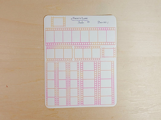 Deco001.j. Pink and Yellow Film Strip Sticker Sheet