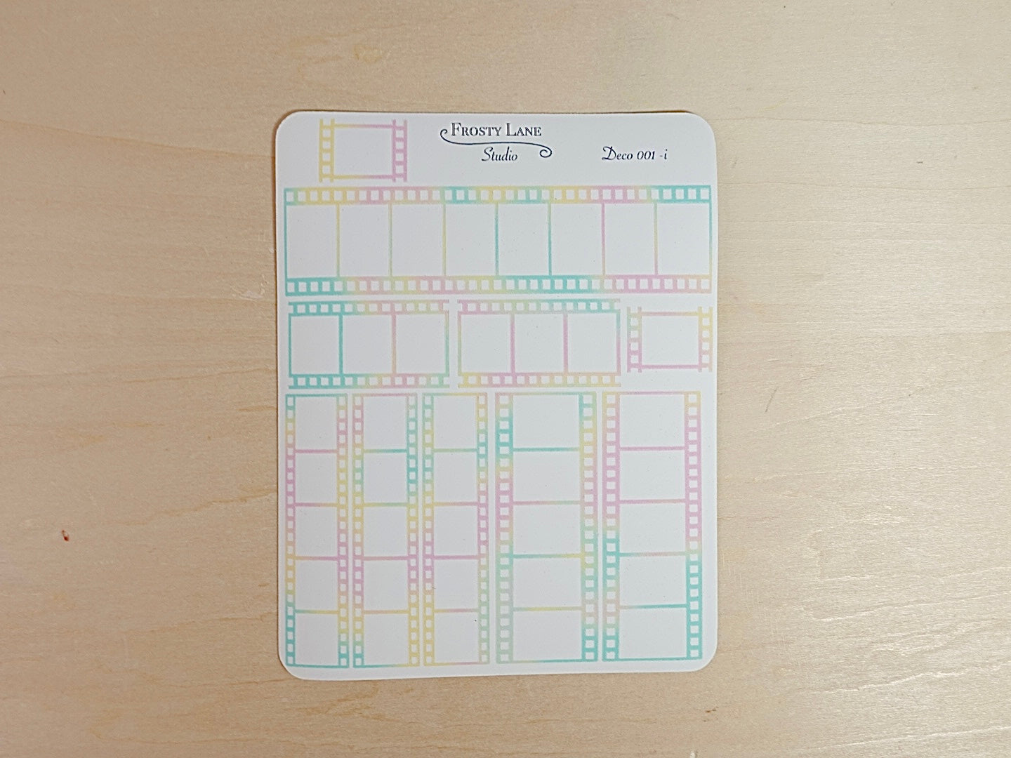 Deco001.i. Pink, Yellow, Green Film Strip Sticker Sheet