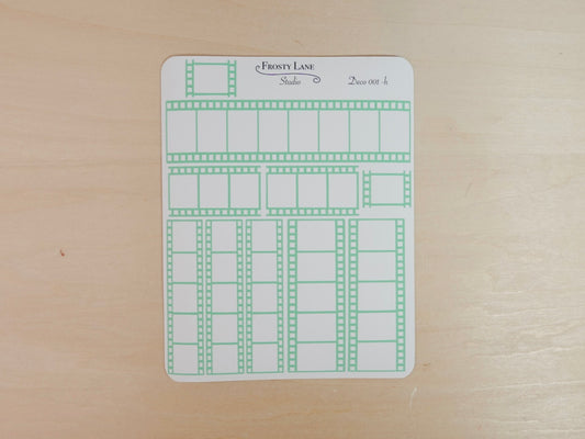 Deco001.h. Green Film Strip Sticker Sheet