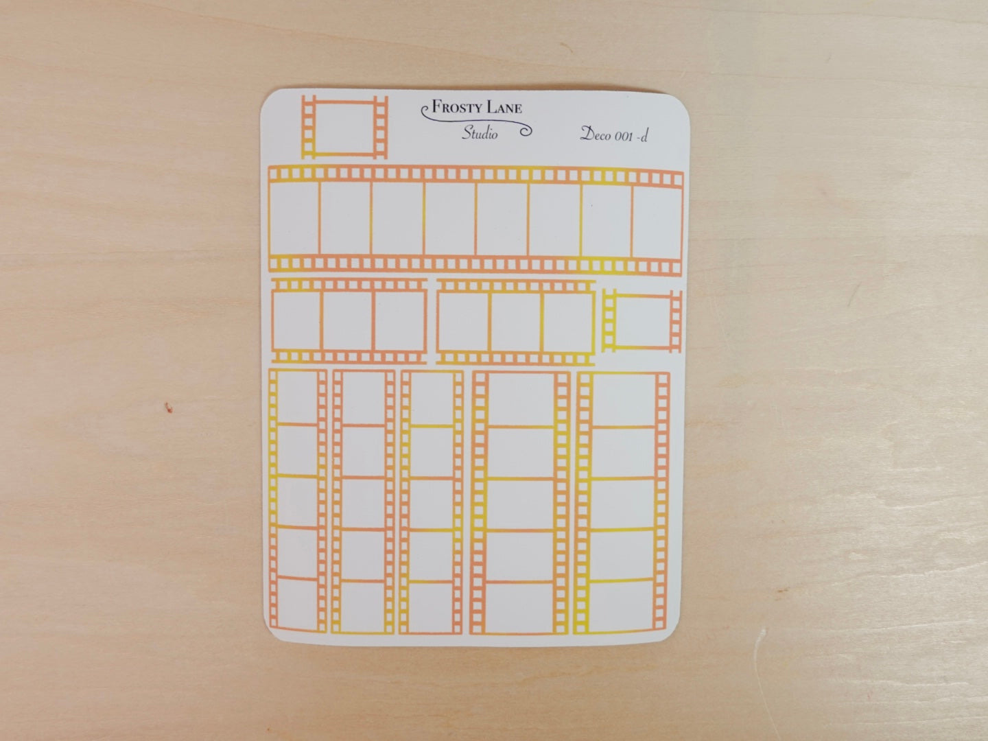 Deco001.d. Yellow and Orange Film Strip Sticker Sheet