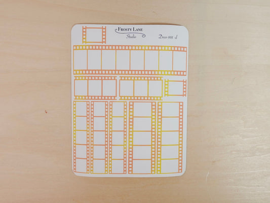 Deco001.d. Yellow and Orange Film Strip Sticker Sheet