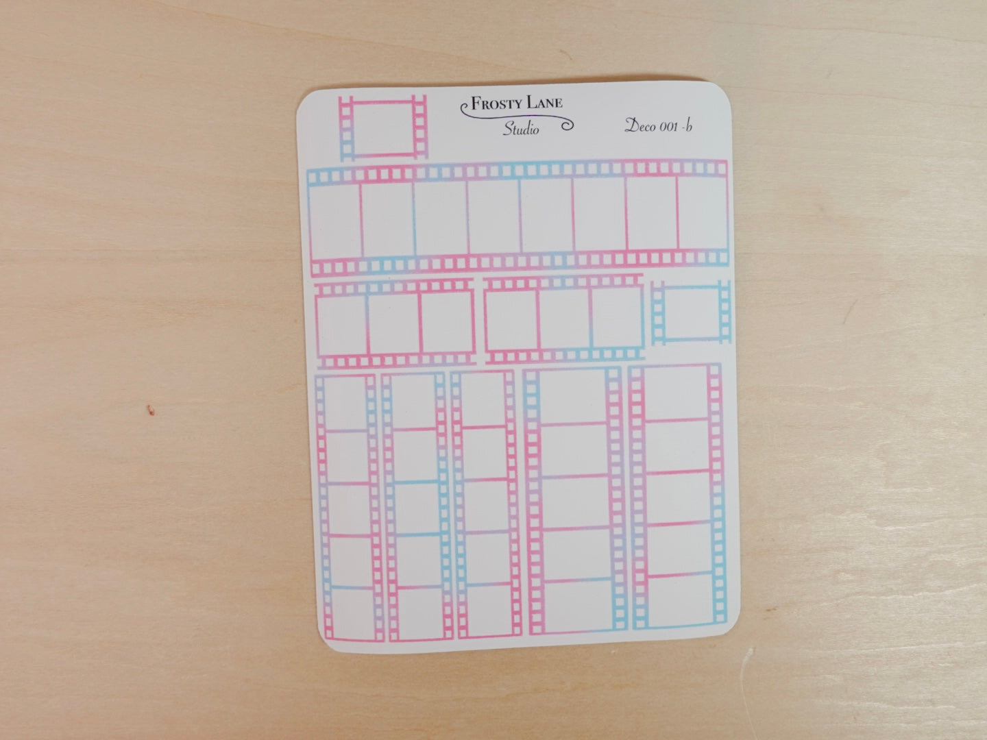 Deco001.b. Pink and Blue Film Strip Sticker Sheet