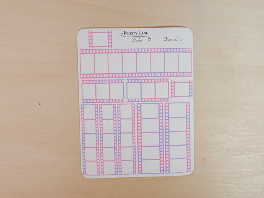 Deco001.a. Pink and Purple Film Strip Sticker Sheet
