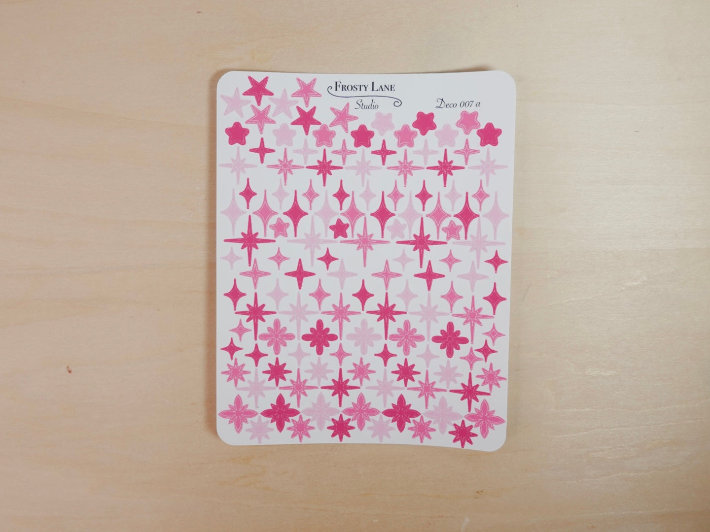 Deco007.a. Pink Stars and Sparkles Sticker Sheet