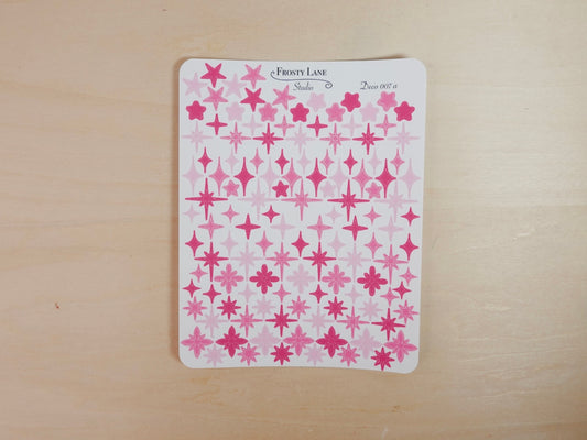 Deco007.a. Pink Stars and Sparkles Sticker Sheet