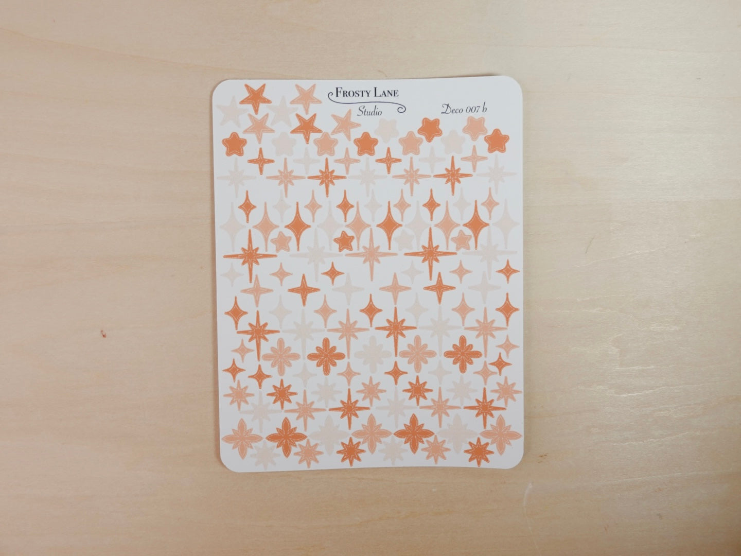 Deco007.b. Orange Stars and Sparkles Sticker Sheet