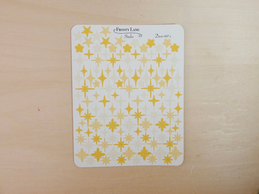 Deco007.c. Yellow Stars and Sparkles Sticker Sheet