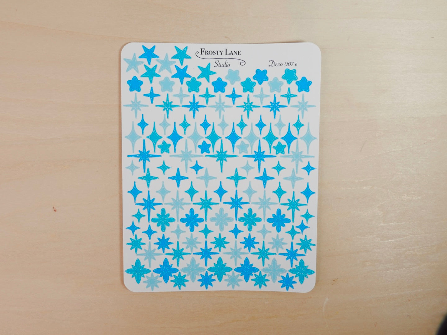 Deco007.e. Blue Stars and Sparkles Sticker Sheet