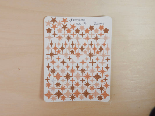 Deco007.g. Brown Stars and Sparkles Sticker Sheet