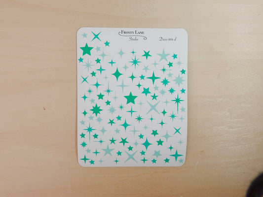 Deco004.d. Green Sparkles Sticker Sheet