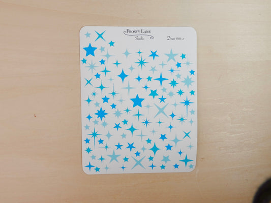 Deco004.e. Blue Sparkles Sticker Sheet
