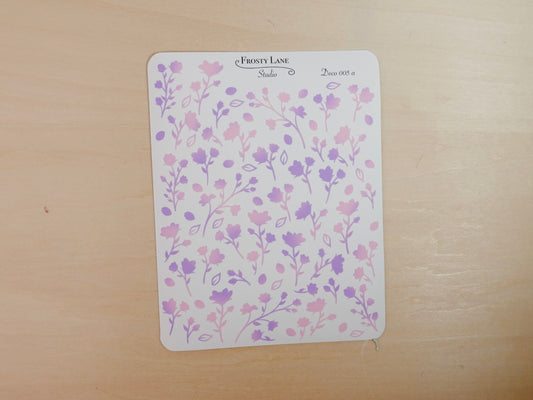 Deco005.e. Blue and Green Flower Stem Sticker Sheet