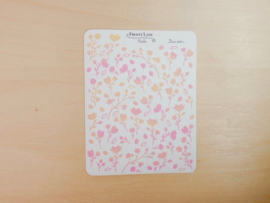 Deco005.c. Pink and Yellow Flower Stem Sticker Sheet