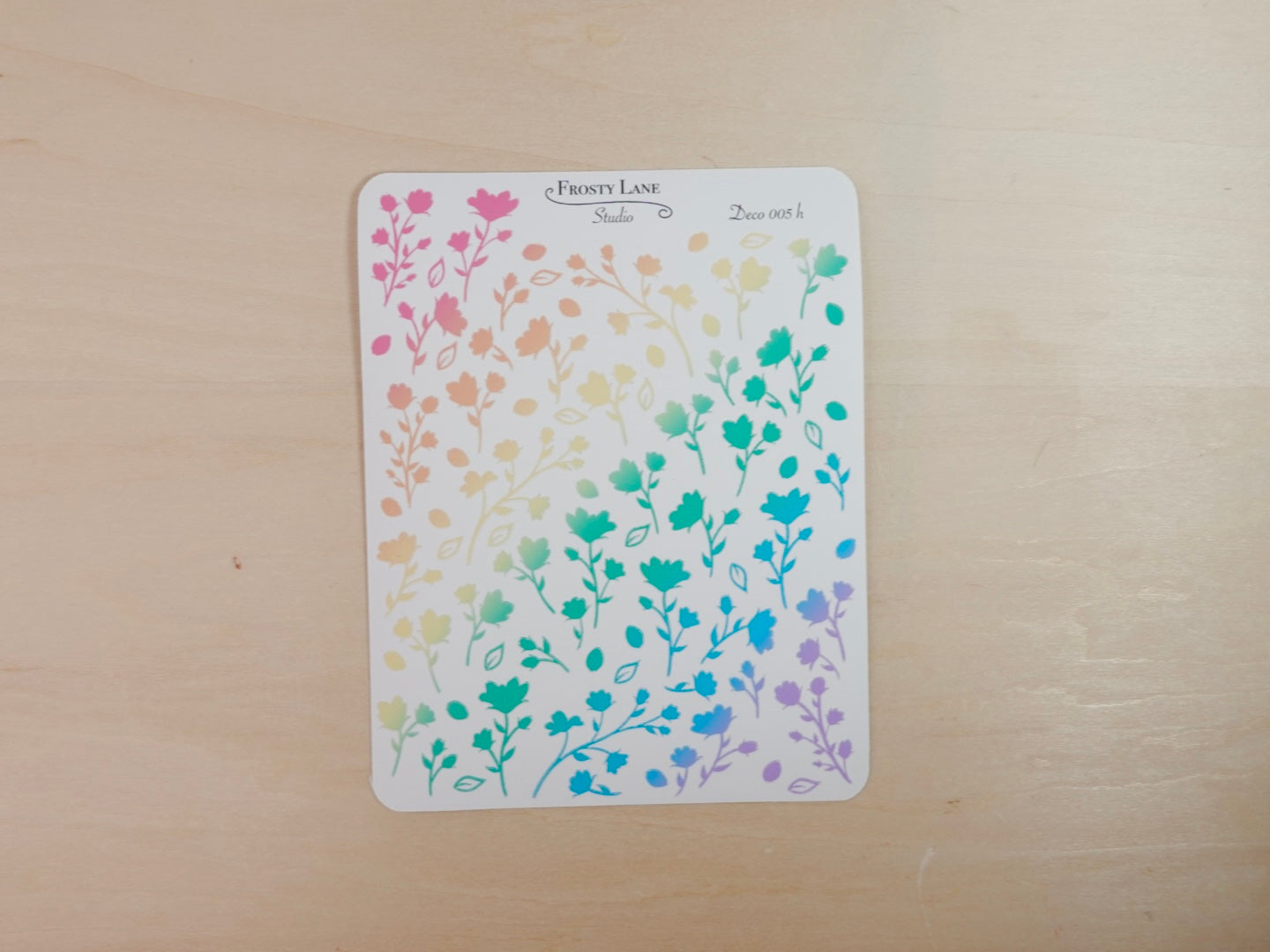 Deco005.h.Rainbow Flower Stem Sticker Sheet