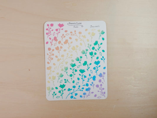 Deco005.h.Rainbow Flower Stem Sticker Sheet