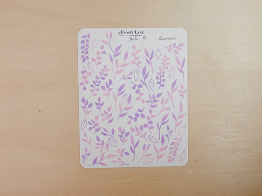 Deco006.b. Pink and Purple Leaf Foliage Sticker Sheet