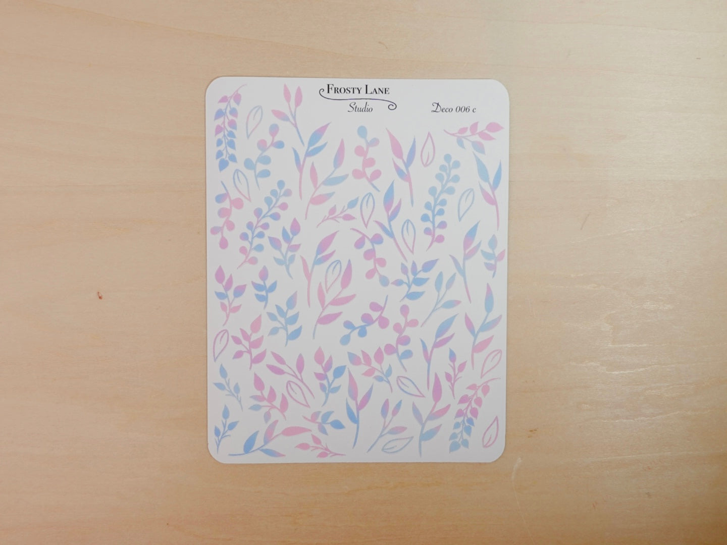 Deco006.c. Purple and Blue Leaf Foliage Sticker Sheet
