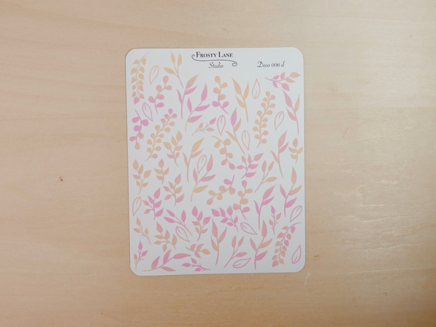 Deco006.d. Yellow and Pink Leaf Foliage Sticker Sheet