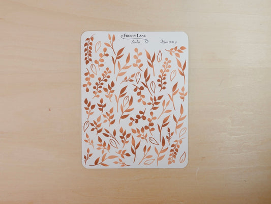 Deco006.g. Brown Leaf Foliage Sticker Sheet