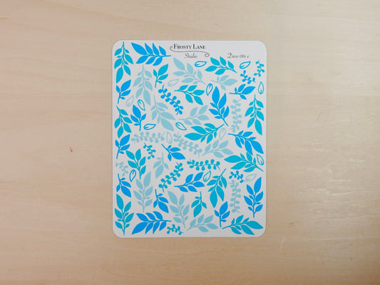 Deco014.e. Blue Foliage Sticker Sheet