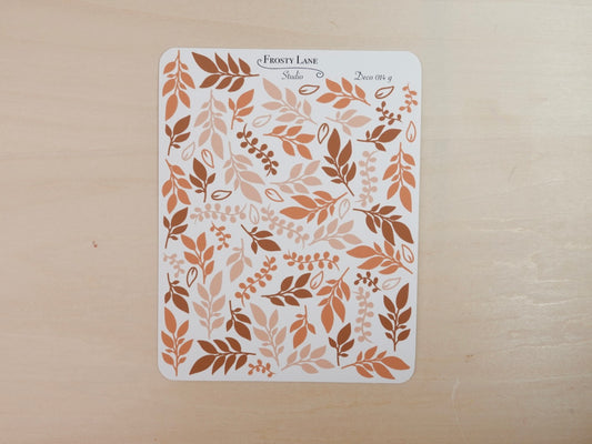Deco014.g. Brown Foliage Sticker Sheet