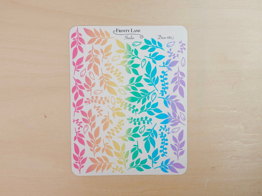 Deco014.j. Rainbow Foliage Sticker Sheet