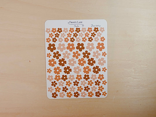Deco003.g. Brown Flower Sticker Sheet