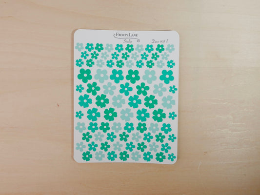 Deco003.d. Green Flower Sticker Sheet