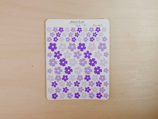 Deco003.b. Purple Flower Sticker Sheet