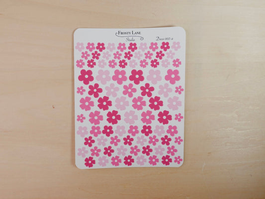 Deco003.a. Pink Flower Sticker Sheet