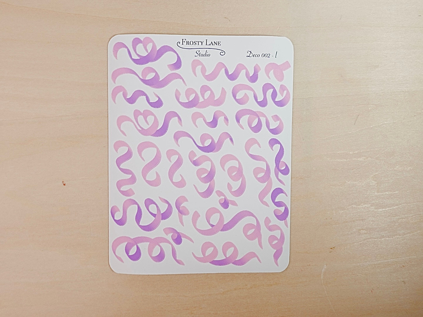 Deco002.l. Pink and Purple Confetti Ribbon Sticker Sheet