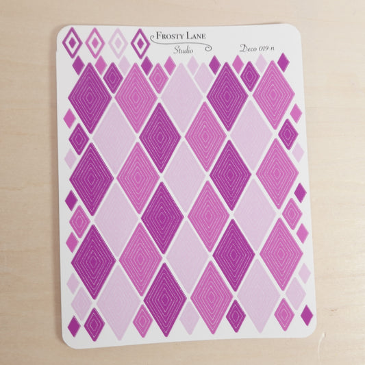 Deco019.n. Fuchsia Diamond Outline Sticker Sheet
