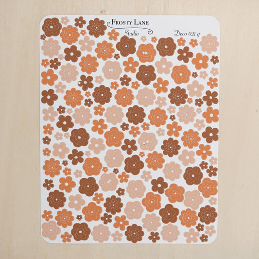 Deco021.g. Brown Flower Outline Sticker Sheet